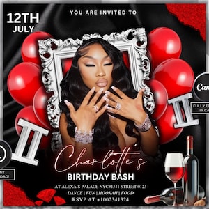 Red Gemini Szn Birthday Flyer, Gemini Bash Flyer,Birthday flyer,Birthday Girl,Party Flyer,Celebration Flyer,Birthday Event, Birthday Invite