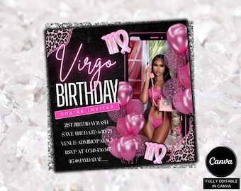 Virgo Birthday Flyer, Virgo Szn Flyer, Virgo Invitation Flyer, Virgo Birthday Event, Social Media Flyer, Premade Flyer Template