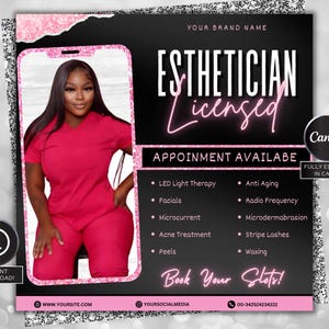 Esthetician Flyer, DIY Flyer Template Design, Skin Care Services Flyer, Beauty Treatment Flyer, Salon Spa Flyer, Premade facial Flyer