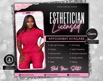 Folleto de esteticista, diseño de plantilla de folleto DIY, folleto de servicios de cuidado de la piel, folleto de tratamientos de belleza, folleto de salón de spa, folleto de tratamientos faciales prediseñados