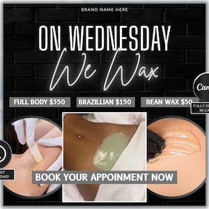 Wax Flyer, Wax Booking Flyer, Body Wax Booking Flyer, Spa Wax Flyer, Body spa, Waxing flyer, Wax Book Now Flyer,Wax Books Open Flyer