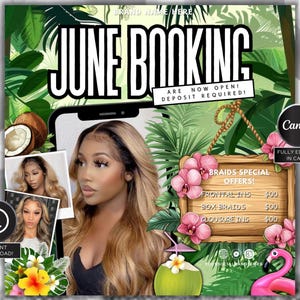 June Booking Flyer Hair June Booking Flyer Summer Booking Wig Books Open Flyer Hair Books Nail Open June Hair Flyer Wig Install Hair Special