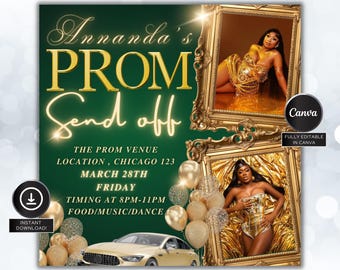 Prom Send Off Flyer, DIY Prom Flyer, Prom Canva Template, Prom Send Off, Prom Send Off Event, Editable, DIY Canva, Instant Download