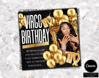 Virgo Birthday Flyer, Virgo Szn Flyer, Virgo Invitation Flyer, Virgo Birthday Event, Social Media Flyer, Premade Flyer Template