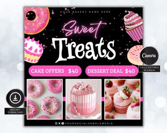Bageri-flyer, kakflyer, sötsaker- och dessertflyer, gör-det-själv-flyermalldesign, bageri-flyer, bakförsäljningsflyer, färdig företagsflyer