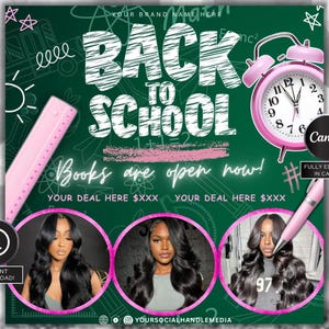 Back To School Booking Flyer, Back to school sale flyer, Back to school hair flyer, DIY canva template, Back 2 School , Braid Special Flyer
