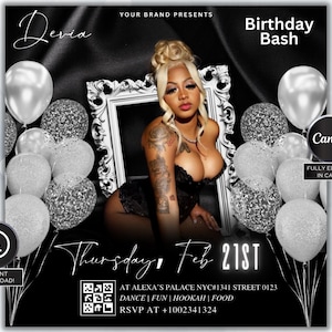 Glam Birthday Flyer,Baddie Birthday Flyer For Girl,Birthday flyer,Birthday Girl,Party Flyer,Celebration Flyer, Birthday Event,Black Birthday