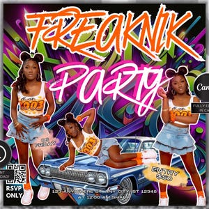Freaknik Party Flyer, Freaknik Party Invite, Nightclub Flyer, Pool Mansion Party, Summer Party Flyer, Splash Alt, Canva Editable Template