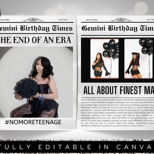 Canva Birthday Newspaper Template, Editable Newspaper Birthday, Large Newspaper Template, Birthday Newspaper For Photography, Itinerary