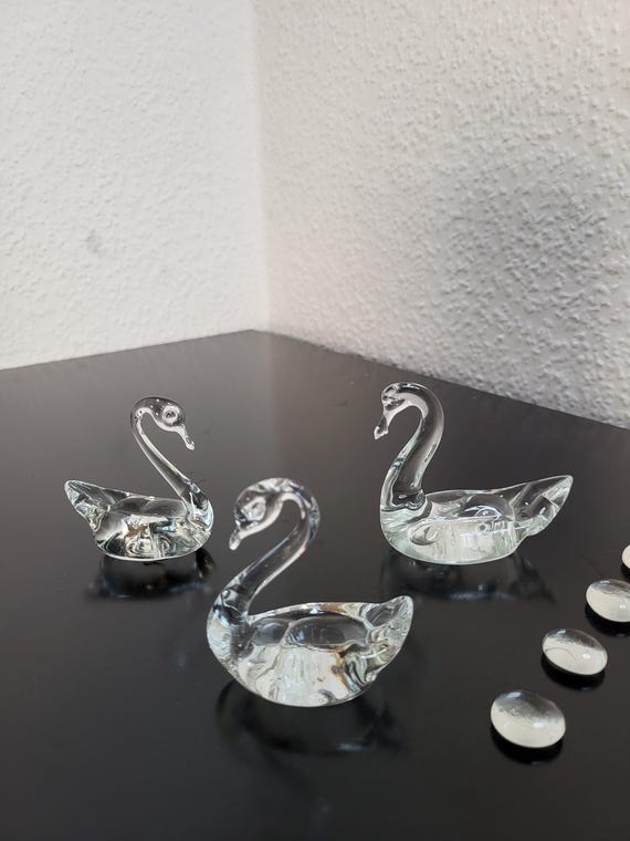 ガラスの白鳥の置物 ドイツ 1970年代 3個セット - Etsy 日本