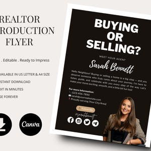 Flyer de présentation de l'agent immobilier : modèle Canva modifiable