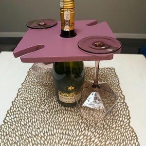 Portabottiglie e bicchieri in legno / Portabottiglie rustico / Regalo per l'ospite / Regalo di Natale per gli amanti del vino