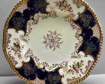 Antique Coalport Porcelain Plate c.1891–1915 — Hand-Painted Floral, Gilded Rim, England