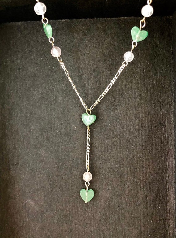 Vintage - Jade hearts on delicate Italian fine ste