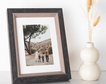 Marco de fotos con paspartú / Marco de fotos de madera / Tamaños estándar y personalizados / Molduras de madera italianas / Regalo de decoración para el hogar