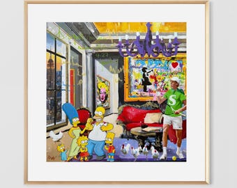 Pop Art Print Framed in Wooden Frame | Modern Home Wall Decor Gift | Contemporary Art Painting | Limited Edition Italian Artwork | Renè