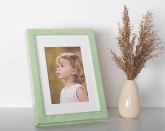 Thin Colored Picture Frames | Custom Wood Picture Frame with Mat | Handmade Wooden Frames for Wall Art & Gifts