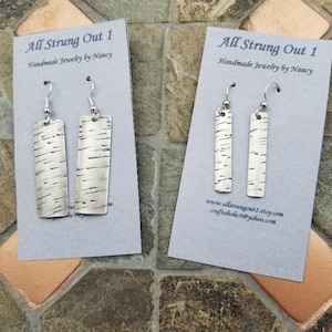Birch Bark Earrings - Sterling Silver - Hand Stamped Jewelry - Nature Inspired - Tree Jewelry - Ready To Ship