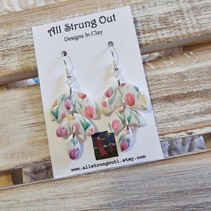 Tulip Field Drop Earrings Polymer Clay Silver Accents Nature Inspired Dainty Earrings Spring Collection Ready To Ship image 5