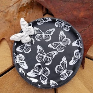 Butterfly Trinket Dish - Polymer Clay - Silk Screened - Jewelry Tray - Home Decor - Gift For Woman - Handmade - Nature Inspired -