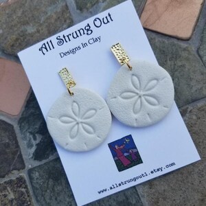Sand Dollar Dangle Earrings - Polymer Clay Earrings - Post Earrings - Handmade - Ocean Inspired - She Sells Seashells Collection