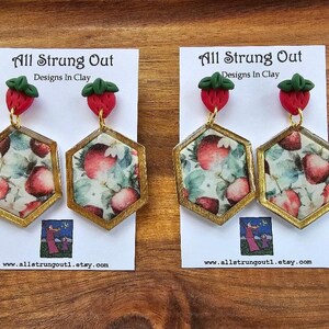 Strawberry Dangle Earrings - Polymer Clay Earrings - Fruit Earrings - Strawberry Earrings - Nature Inspired - Fruit Jewelry - Ready To Ship