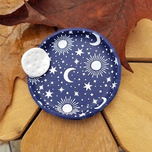 Moon, Sun, & Stars Trinket Dish - Polymer Clay - Silk Screened - Jewelry Tray - Home Decor - Gift For Woman - Handmade - Nature Inspired -