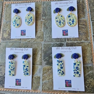 Blueberry Dangle Earrings - Polymer Clay Earrings - Fruit Earrings - Blueberry Clay Earrings - Nature Inspired - Fruit Jewelry -Gift For Her
