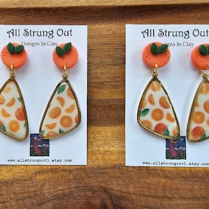 Orange baumeln Ohrringe - Fimo Ohrringe - Obst Ohrringe - Orange Fimo Ohrringe - Natur inspiriert - Obst Schmuck - Versandfertig