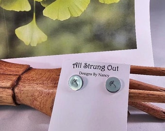 Gingko Stamped Round Post Earrings - Sterling Silver - Stamped Jewelry - Gingko Collection - Ready To Ship