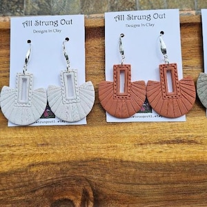Boho Macrame Polymer Clay Earrings, Boho Style Earrings, Polymer Clay Earrings, Macrame Dangle Earrings, Boho Style Jewelry, Gift For Her