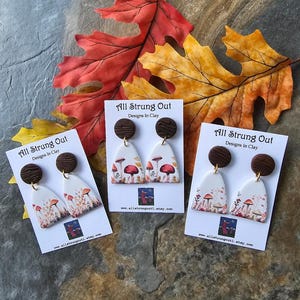 Paddenstoel boog hangoorbellen - paddenstoel polymeerklei boogoorbellen - polymeerklei paddenstoel sieraden - herfstpaddestoel oorbellen - cadeau voor haar