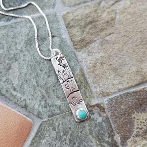 Southwest Saguaro Cactus Pendant Necklace Turquoise Gemstone Sterling Silver Stamped Jewelry Southwest Inspired image 8