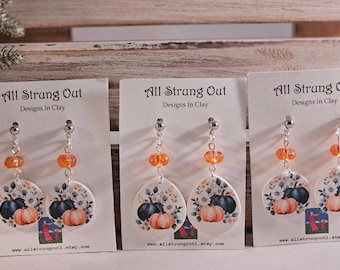 Pumpkin Clay Dangle Earrings - Pumpkin Polymer Clay Earrings - Polymer Clay Pumpkin Jewelry - Fall Pumpkin Earrings - Gift For Her