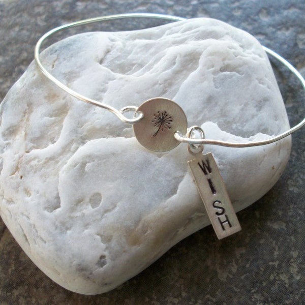 Dandelion Wishes - Sterling Silver Bangle Bracelet