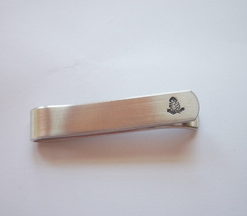 Pinecone Aluminum Tie Bar / Tie Clip Wedding Party Groomsman Gift Fall Wedding image 3