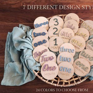 3D Monthly Milestone Discs - Personalized Wooden Monthly Milestone Discs - Engraved Wood Discs -Newborn Photography Props & Baby Shower Gift