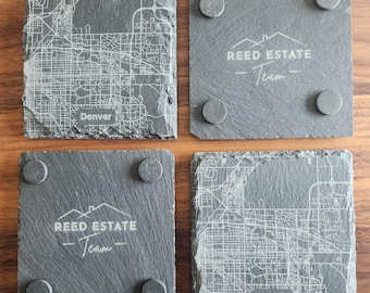 Custom City Map Slate Coasters: Personalized Home Gift