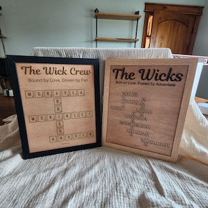 Personalized Scrabble Puzzle Sign, Grandkids Crossword Scrabble Wooden Sign, Custom Family Name, Grandparents Christmas Gift, Last Name Sign