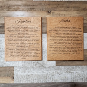 Personalized Vows Print for Wedding or Anniversary Gift • Wood Wedding Vows Set of TWO Custom Wall Hangings • Modern Vows Art