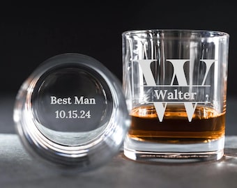 Engraved Whiskey Glass: Personalized Groomsmen Gift, Old Fashioned Glass