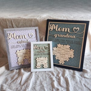 Custom Mothers Day Puzzle Sign for Grandmother - You are the Piece that holds us together - Personalized Heart-felt Gift for Mom and Nana