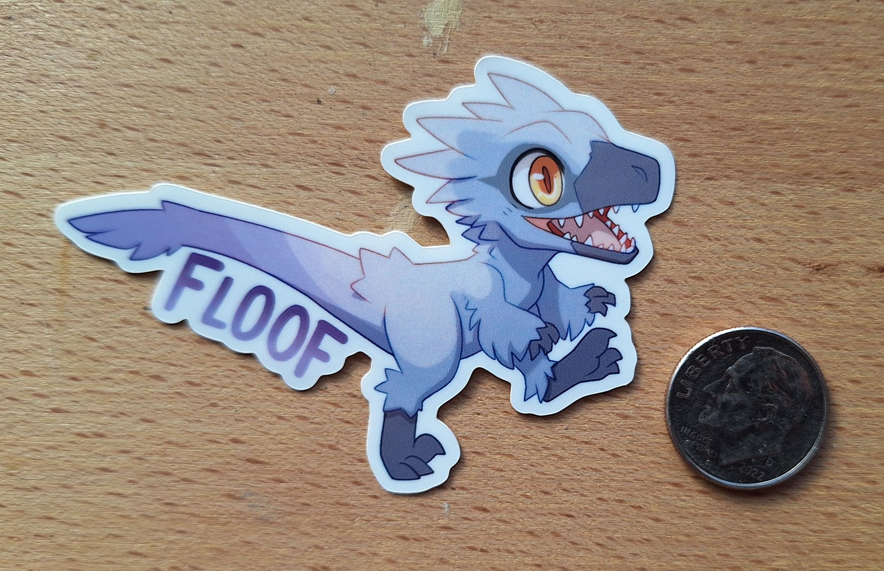Floofy Utah Raptor Floof Raptor Sticker - Vinyl- Dinosaur - Velociraptor - Feathers - Etsy