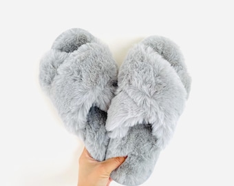 Fluffy X Slippers | Plush Crossband Memory Foam Slippers | Special Gift