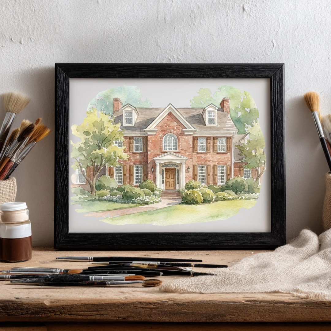 Custom House Portrait From Photo, Watercolor Home Illustration ...