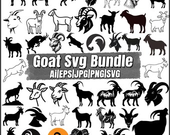 Cute Goat Svg Bundle,Clipart PNG,Baby Goat SVG,Kawaii Goat Clipart PNG,Cute Farm Animal Outline,Goat Head svg, Goat Face Svg