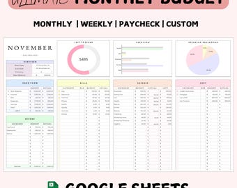 Budgetplanner Google Sheet Maandelijks budgetoverzicht Salarissjabloon Eenvoudige wekelijkse financiële planner voor beginners Tweewekelijkse budgettering