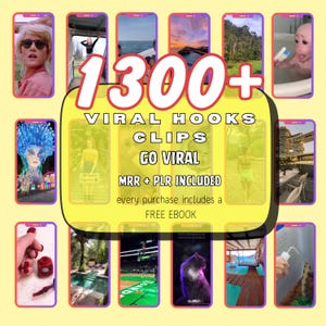 Viral Hooks Clips-paket | 1300+ trendiga videor | Uppmärksamhetsfångande videor | Instagram-, YouTube- och TikTok-klipp | Digital marknadsföring | MRR/PLR