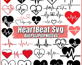 Heart beat svg bundle, Heart beat png,Heartbeat Svg, Heart Clipart, Cardiogram svg, Heartbeat pulse svg,Medical Clipart,Instant Download