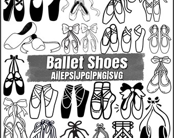 Ballet Shoes SVG Bundle, Ballet Slippers Svg, Ballet Svg, Ballet Shoes Clip Art,Ballerina Shoes Svg, Cut Files, Cricut, Png, Svg,Instant